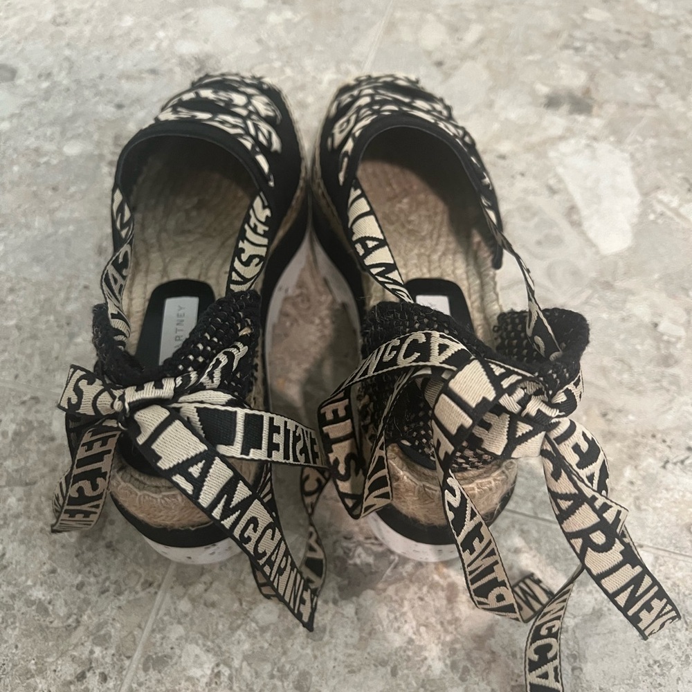 Black and Cream Stella McCartney Designer Espadrilles - Picture 4 of 6